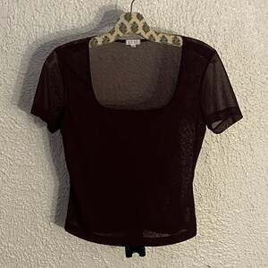 90s XOXO Goth Sheer Maroon Mesh Top L